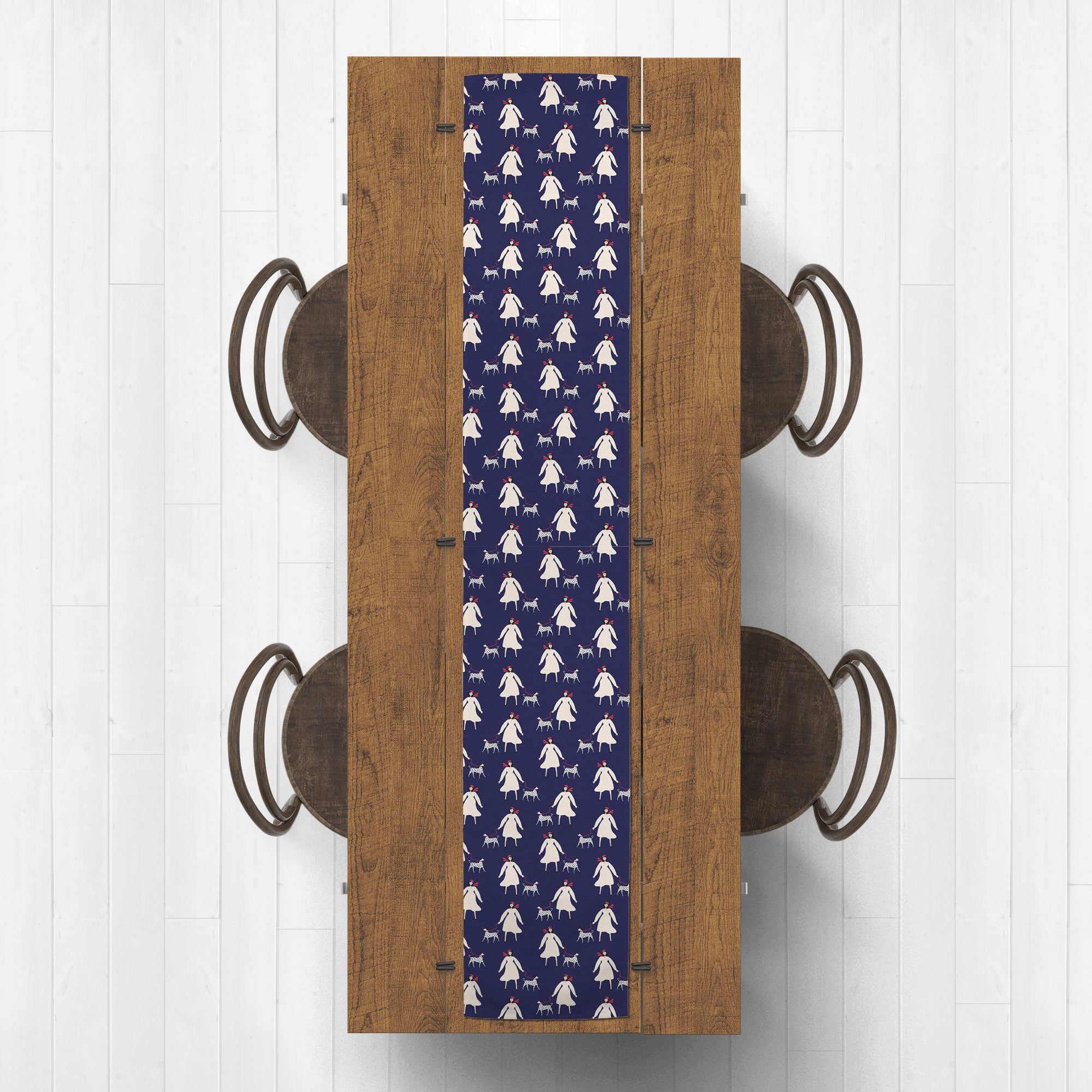 French Woman & Dog Cotton Twill Runner